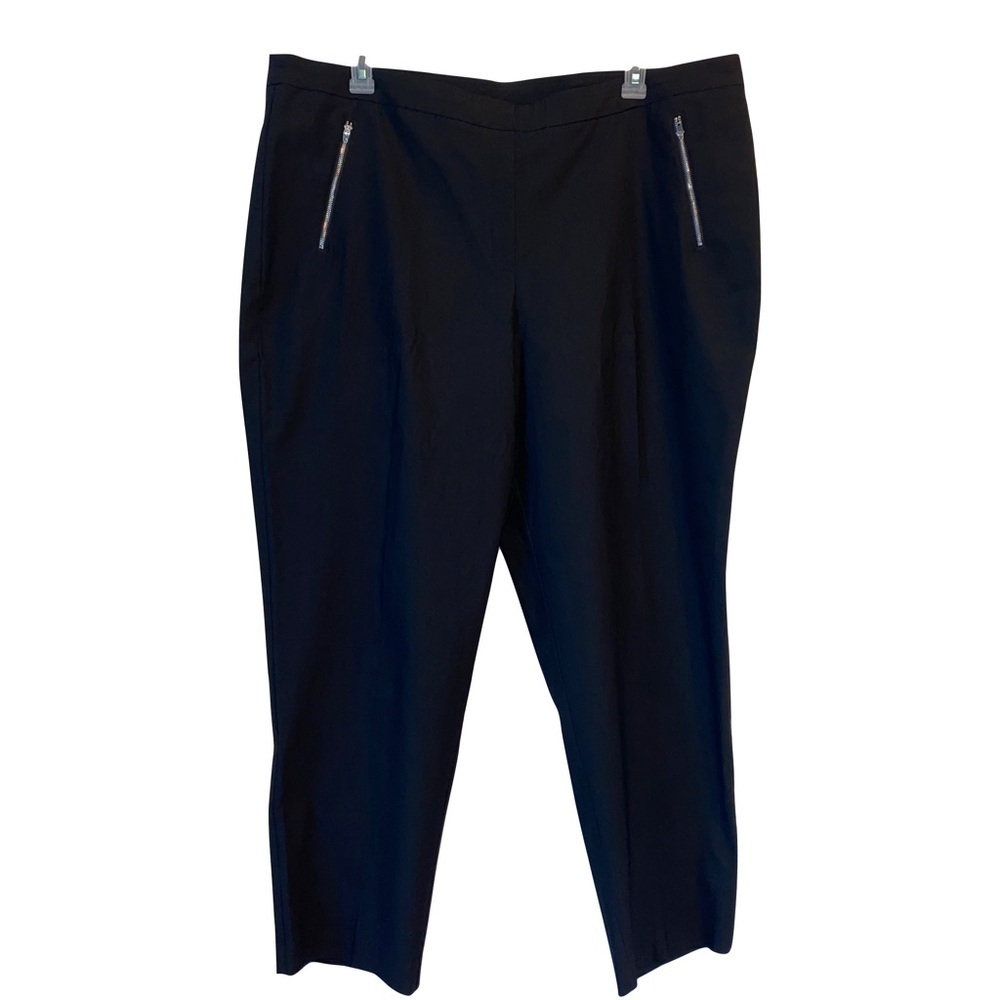 Simply Emma Black Straight Leg Pants with Zipper Accents